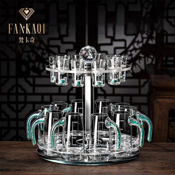 Turquoise White Wine Glass suit Household High Color Value Crystal Wine Dispenser with Scale