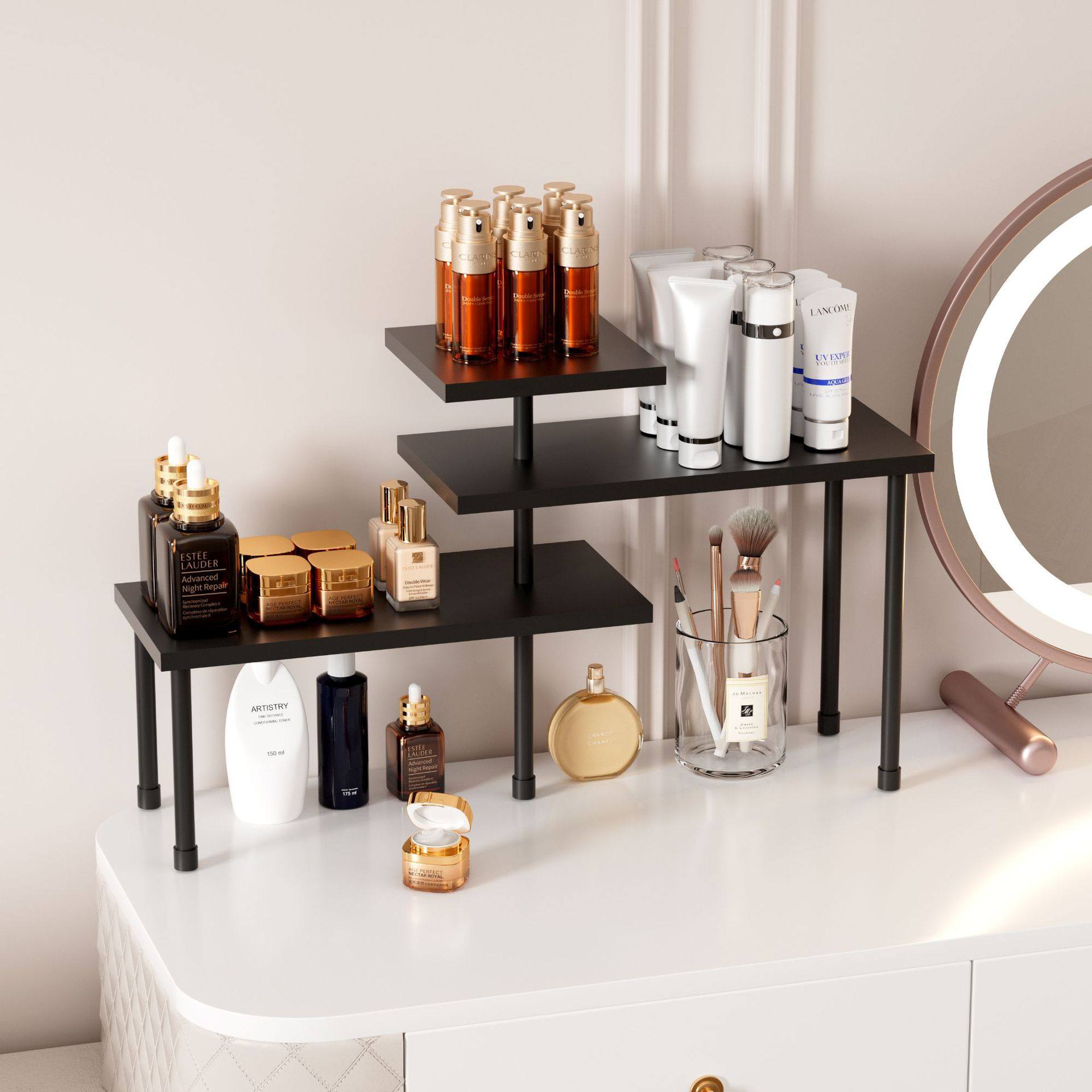 Multi-functional Three-layer Wood Board Storage Rack Kitchen Corner Seasoning Storage Rack Desktop Corner Corner Storage Rack