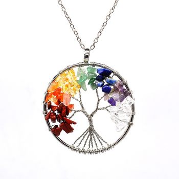 Foreign trade natural gravel crystal life tree colorful natural stone fortune tree necklace factory direct N82