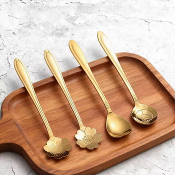 Sakura Spoon Coffee Spoon Honey Bird's Nest Stirring Spoon Creative Gift Rose Spoon Wedding Souvenir Dessert Spoon