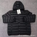 Pork rib hooded down jacket black