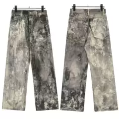 C Style Series 3D Digital Printing Mud-Dyed Splash-Ink American Style Slightly Flared Loose Men's and Women's Jeans Straight Pants