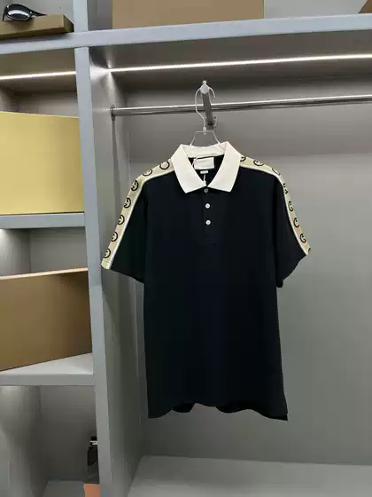 European Station Sleeve Reflective Ribbon Double G Letter Embroidered Casual Polo Shirt Men's and Women's Business Commuter All-match Lapel