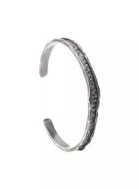 复古原创设计《深渊》银手镯S990情侣手镯做旧文艺小众故事饰品