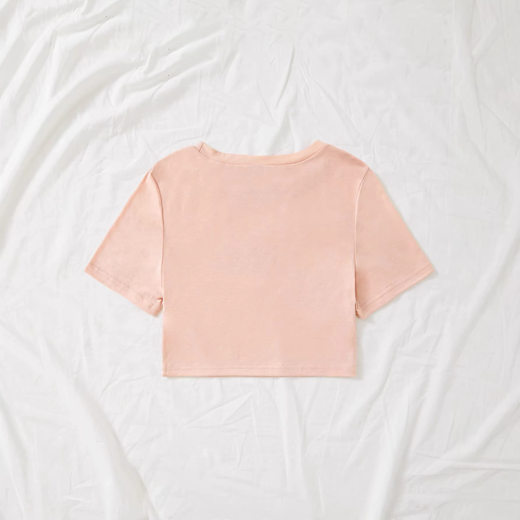 Casual Cropped T Shirt Letter Print Stylish Comfortable Fabric Trendy Everyday Wear Wholesale Available