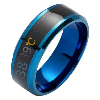 Stainless steel ring men's European and American cross-border intelligent temperature-sensitive discoloration men's tide does not fade cold hip-hop light luxury a generation