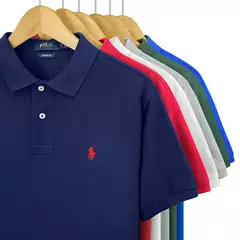 Cross-Border Rl Ralph Lauren T-Shirt Polo Shirt Pony Logo Embroider Summer Men's Polo Shirt Lapel Short-Sleeved T-Shirt
