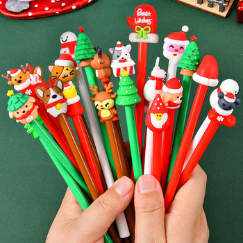 Creative Cute Christmas Gel Pen Carbon Pen Primary School Student Gift Prize Christmas Stationery Gift Water Pen Wholesale