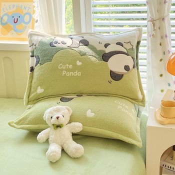 Winter Thickeneded Milk Velvet Pillowcase 48X74 Cartoon Coral Velvet Pillowcase Pair of Household Snowflake Velvet Pillowcases