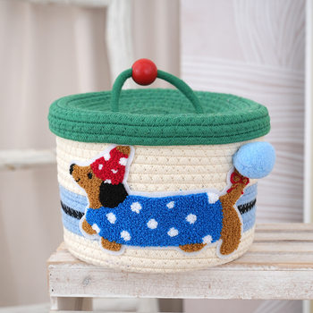 Cartoon Storage Basket Baby Full-Month Gift Storage Basket Hundred-Day Banquet Tabletop Gift Box Wholesale Cotton Rope Storage Basket