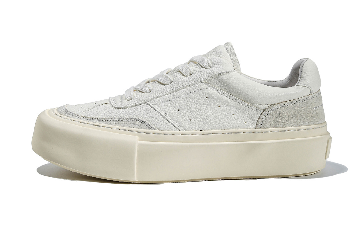 Giày sneaker nam da thật đế dày kiểu Âu phong cách tối giản — Màu đen, Màu trắng