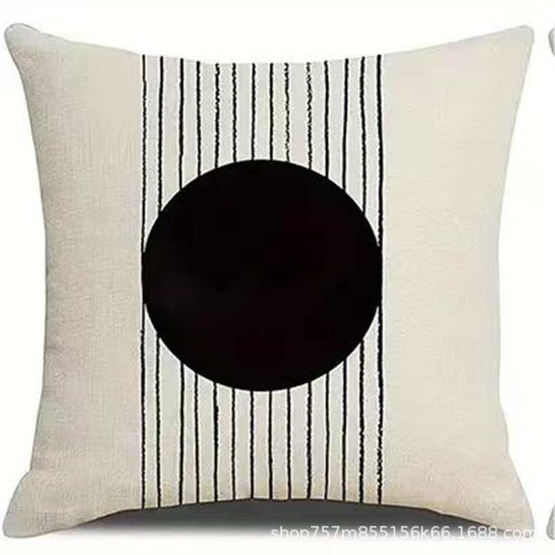 New Nordic Black and White Geometric Pillow Living Room Bedroom Nap Pillow Case without Core Car Office Waist Guard