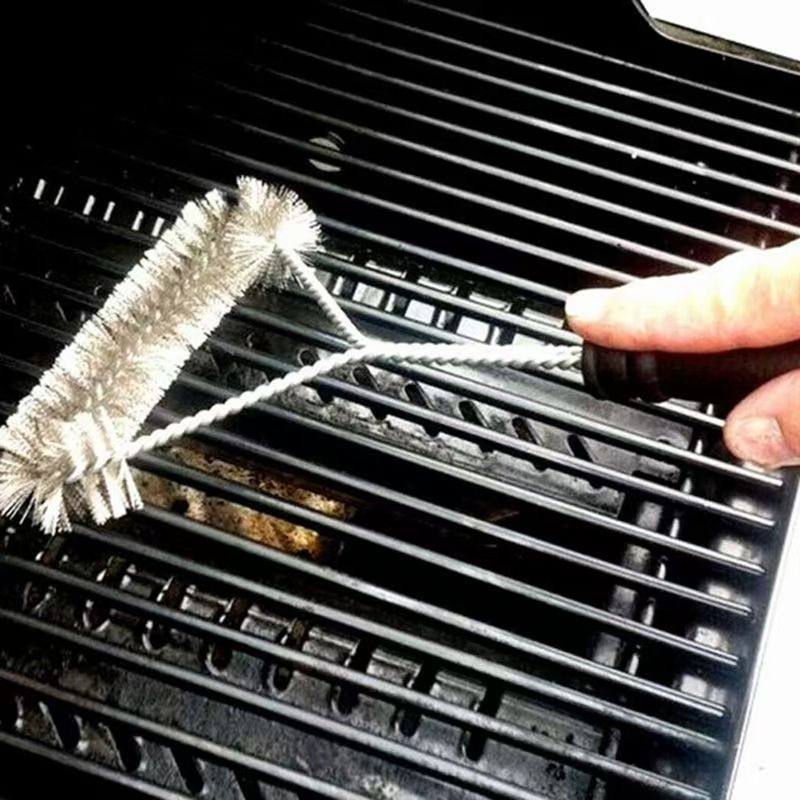 In Stock 12inch Triangular Curly Brush Bbq Wire Grill Brush Grilling Tools Outdoor Barbecue Grill