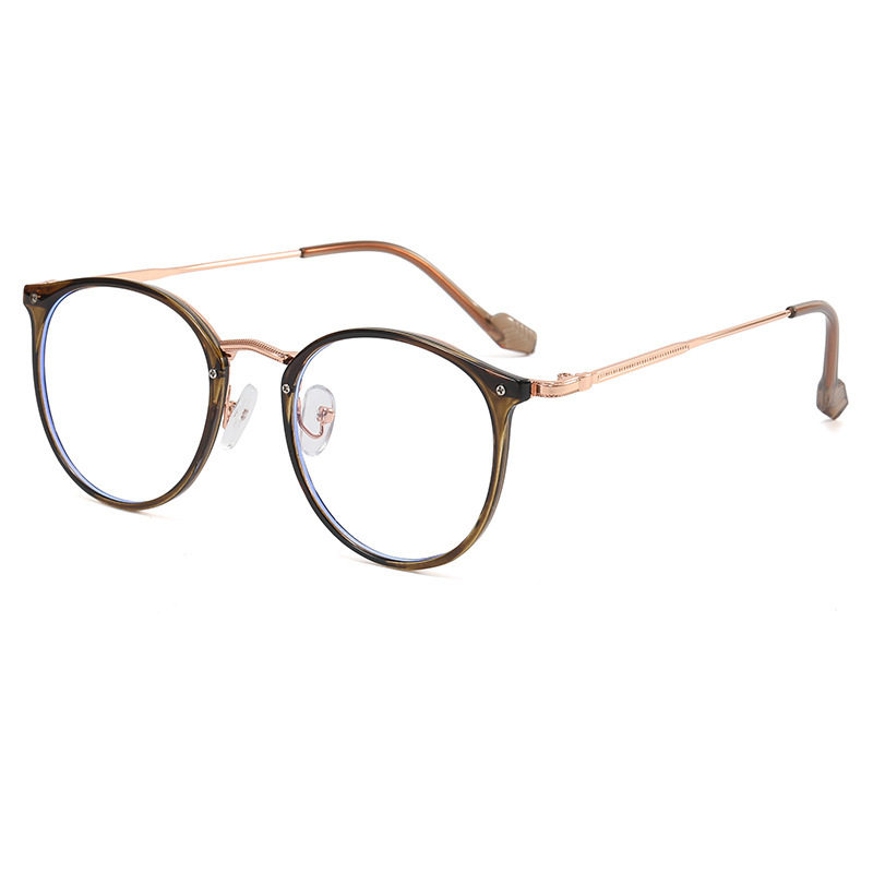 Cold Tea-Colored Prescription Glasses for Women, Available in Ultra-Light, Natural Look, Suitable for Round Faces, Trendy Korean-Style Frames