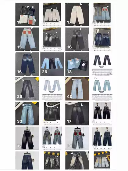 Trendy Brand Ac Hand-Painted Splatter Ink Ripped Jeans 3D Printed Graffiti Water Ripple Loose Wide-Leg Pants Collection Long Pants