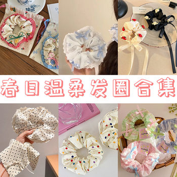 Sweet Cute Bow Hair Loop Female Ball Head Large Intestine Hair Loop Sweet Girl High Ponytail Tie Hair Rope High Elastic Hair Accessories