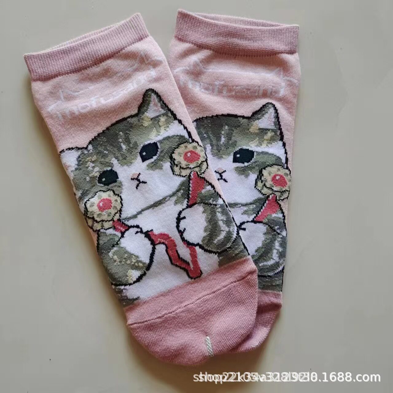 日单mofusand鲨鱼猫库存炸虾猫系列外贸出口女卡通棉袜短袜可爱袜