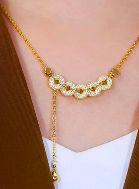 金店同款沙金镶钻五帝钱耳线长款流苏网红百搭气质级感耳饰