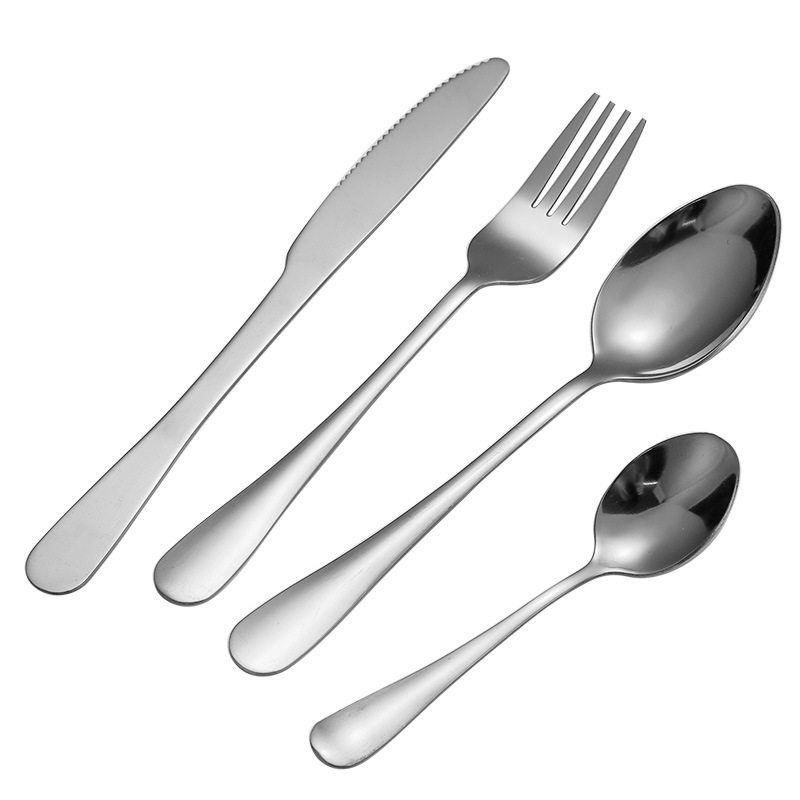Stainless Steel Knife, Fork and Spoon Tableware Four-Piece Set for Home Hotel Western Restaurant Thickeneded Western Tableware Steak Knife and Fork Dessert Spoon