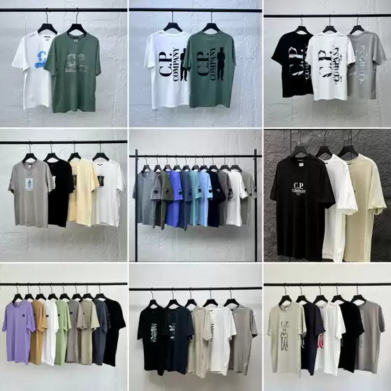 European and American Cp Glasses Pure Cotton Embroidered Round Neck Short-Sleeved T-Shirt Simple Casual Outdoor Sports Men's Pure Cotton T-Shirt