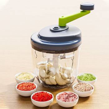 Manual Household Kitchen Vegetable Chopper, Meat Grinder, Hand-Cranked Vegetable Cutter, Multi-Functional Garlic Masher, Garlic Masher, Food Supplement
