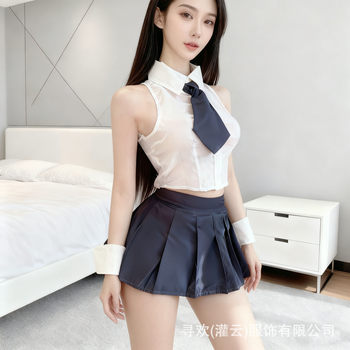 Super Sweet Schoolgirl Chiffon Shirt Split Uniform Sexy Intimates Temptation No Need to Take Off Pure Desire Preppy Jk Skirt Suit for Women