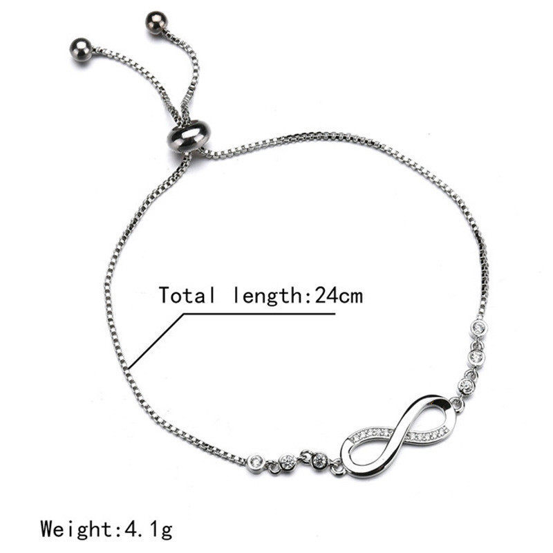 European and American Cross-border Geometric Infinite Loop 8-character Bracelet Women's Simple Fashion Crystal Adjustable Pull Bracelet Bracelet