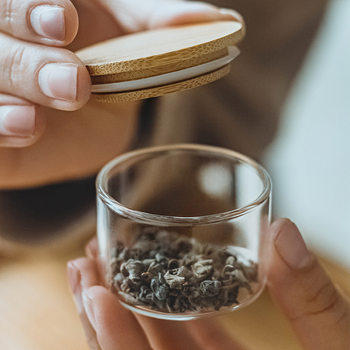 5cm diameter mini glass tea jar scented tea coffee bean sealed jar bamboo wooden lid household travel storage bottle