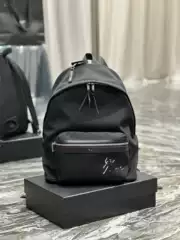 Men's Backpack, School Bag, Double Shoulder Bag, Embroidered Letters, Black, Durable, Stain-Resistant, Couple'S, High-Quality