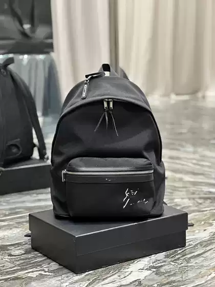 Men's Backpack, School Bag, Double Shoulder Bag, Embroidered Letters, Black, Durable, Stain-Resistant, Couple'S, High-Quality