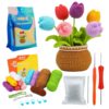 Amazon's Same Handmade Crochet Wool Knitting Bouquet Tulip Sunflower Large Potted Plant Decoration Material Package