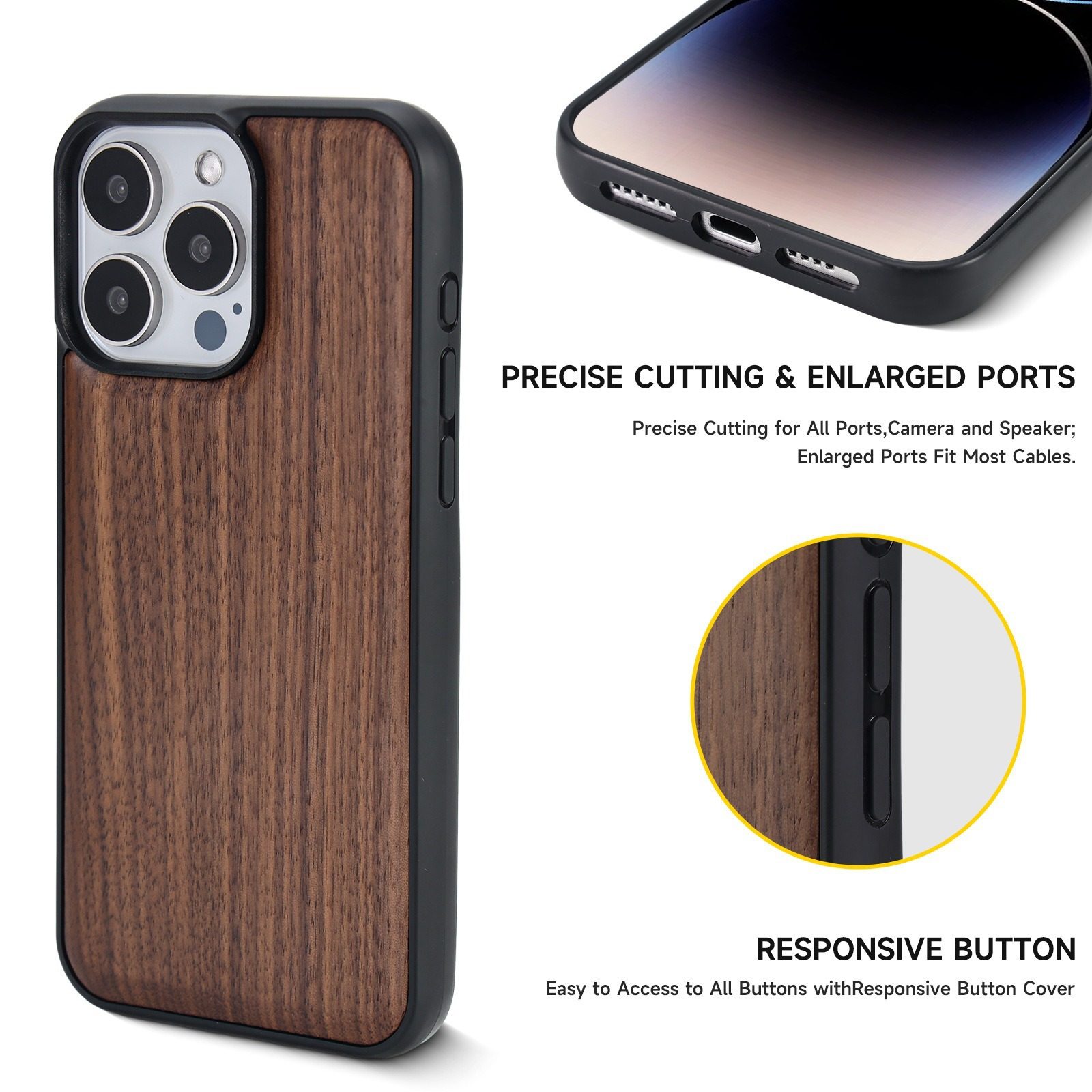 Suitable for Apple 17Pro Solid Wood Phone Case 17Promax Wooden All-Inclusive Anti-Fall Protective Cover 17 Wooden Phone Case