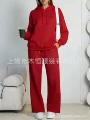 Red hooded sweatshirt with drawstring and pockets