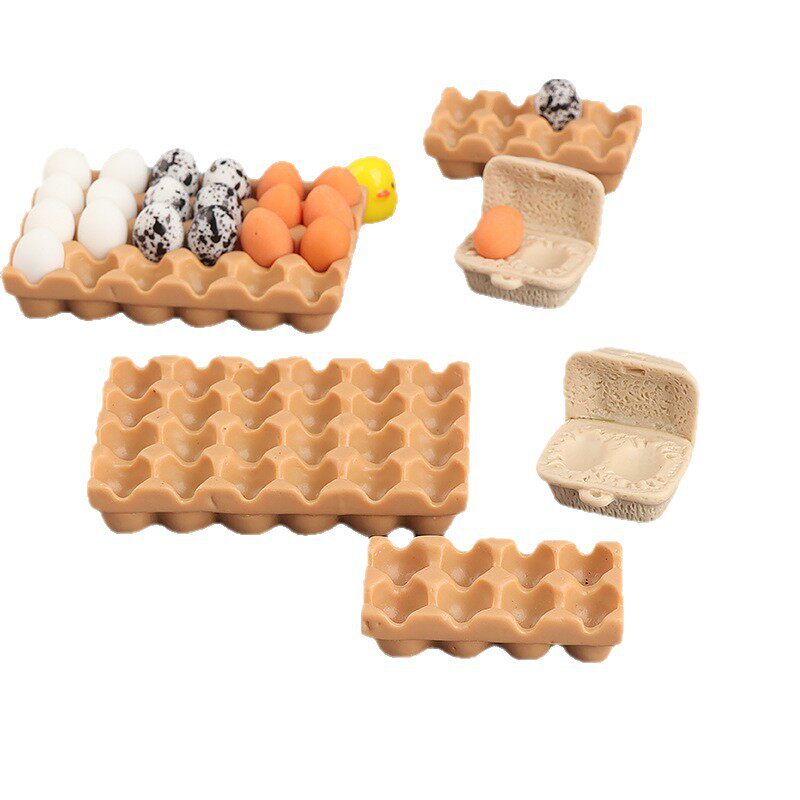 Miniature Scene Ornaments Resin Mini Egg Tray DIY Creative Crafts Cross-Border Supply Factory Direct Sales