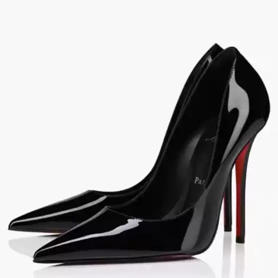 Pointed-Toe Stiletto High-End White High-Heeled Shoes, Elegant Ladylike Style, New Patent Leather Red-Soled Shoes
