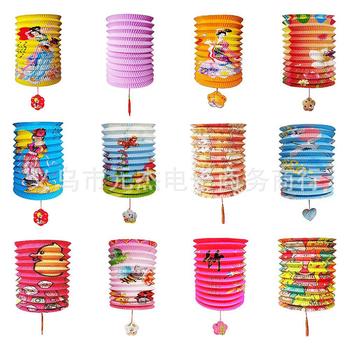 16cm New Year Lantern Festival Animal Flowers Animation Portable Cartoon Paper Lanterns Wholesale Decorative Folding Organ Lanterns
