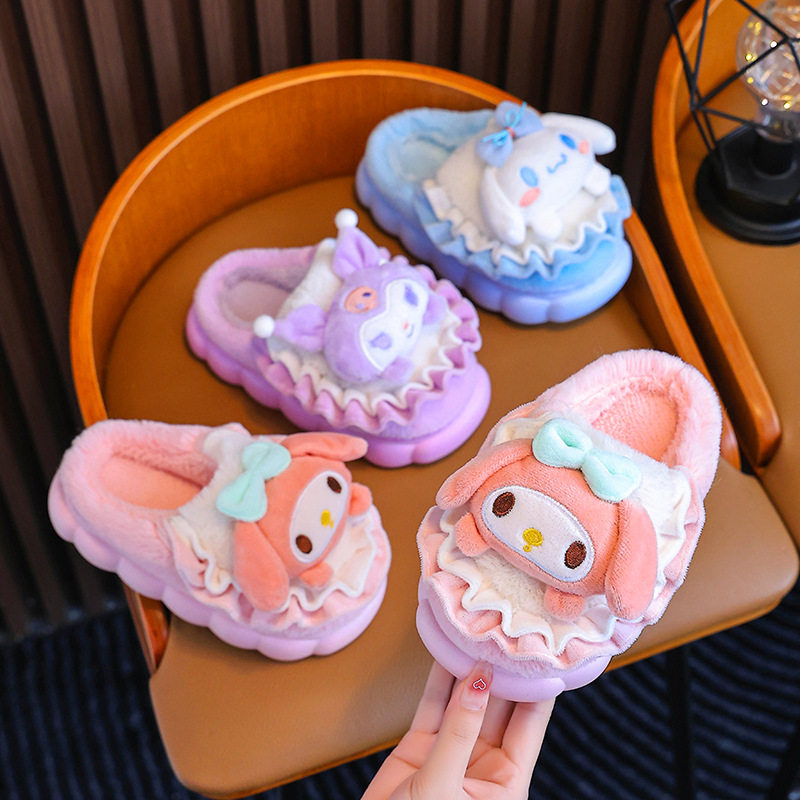 2025 Autumn and Winter Children's Cotton Slippers Indoor Cute Cartoon Boys and Girls Slippers Infant Baby Cotton Slippers Wool Slippers
