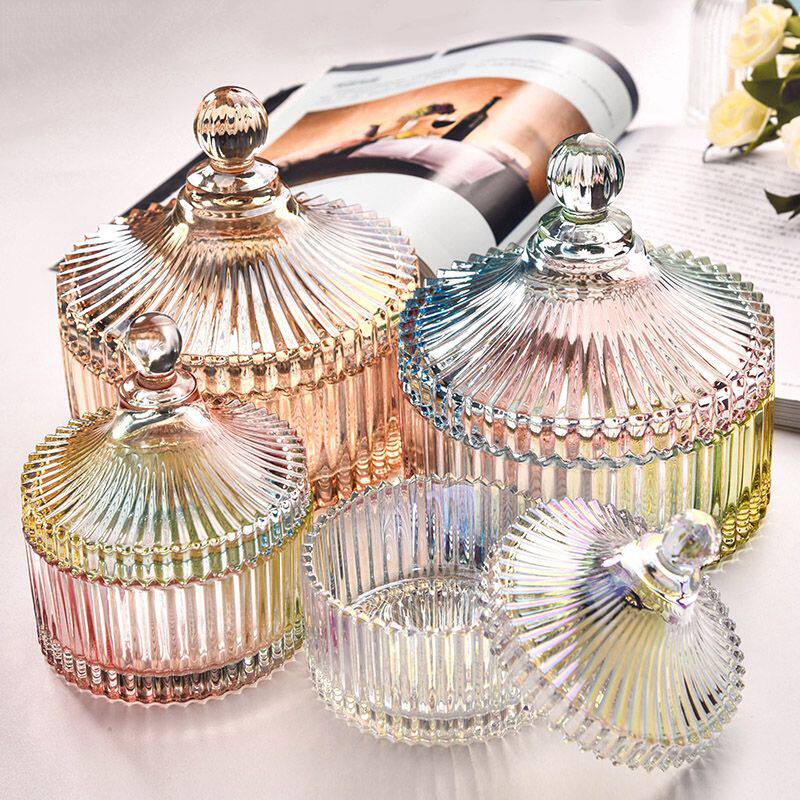 Stained Glass Jar Storage Jar Water Candy Jar Jar Crystal Glass Jar Candy Jar Fruit Tray with Lid