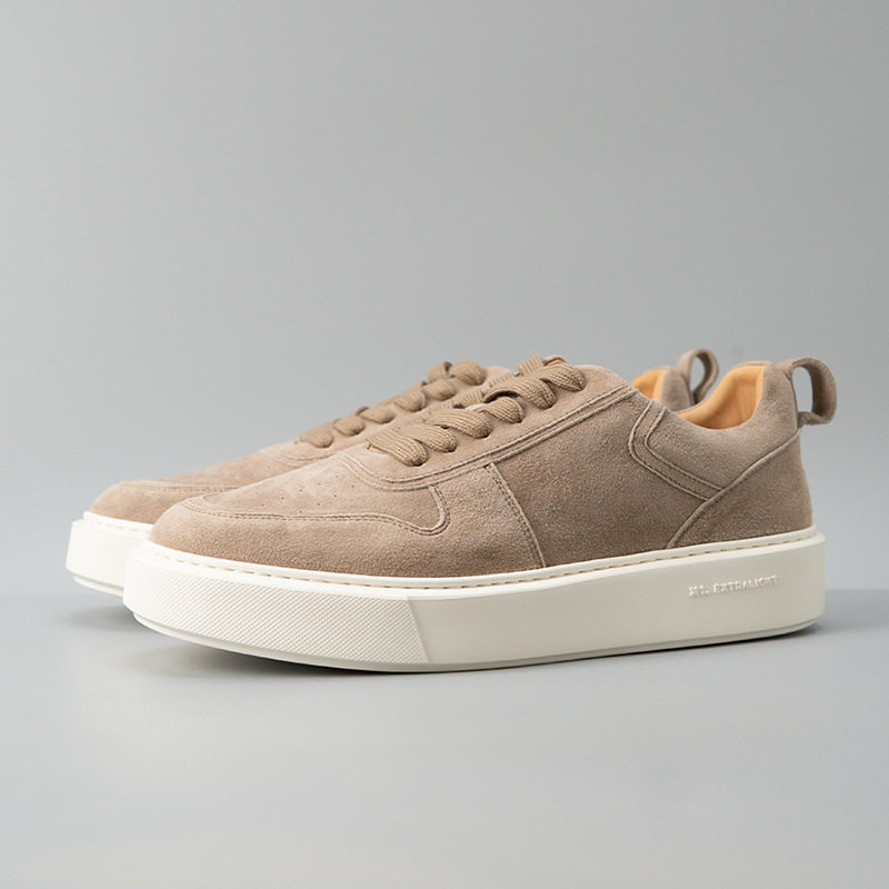Giày sneaker nam da lộn cao cấp phong cách old money, đế dày giảm chấn — Màu be, Màu cà phê