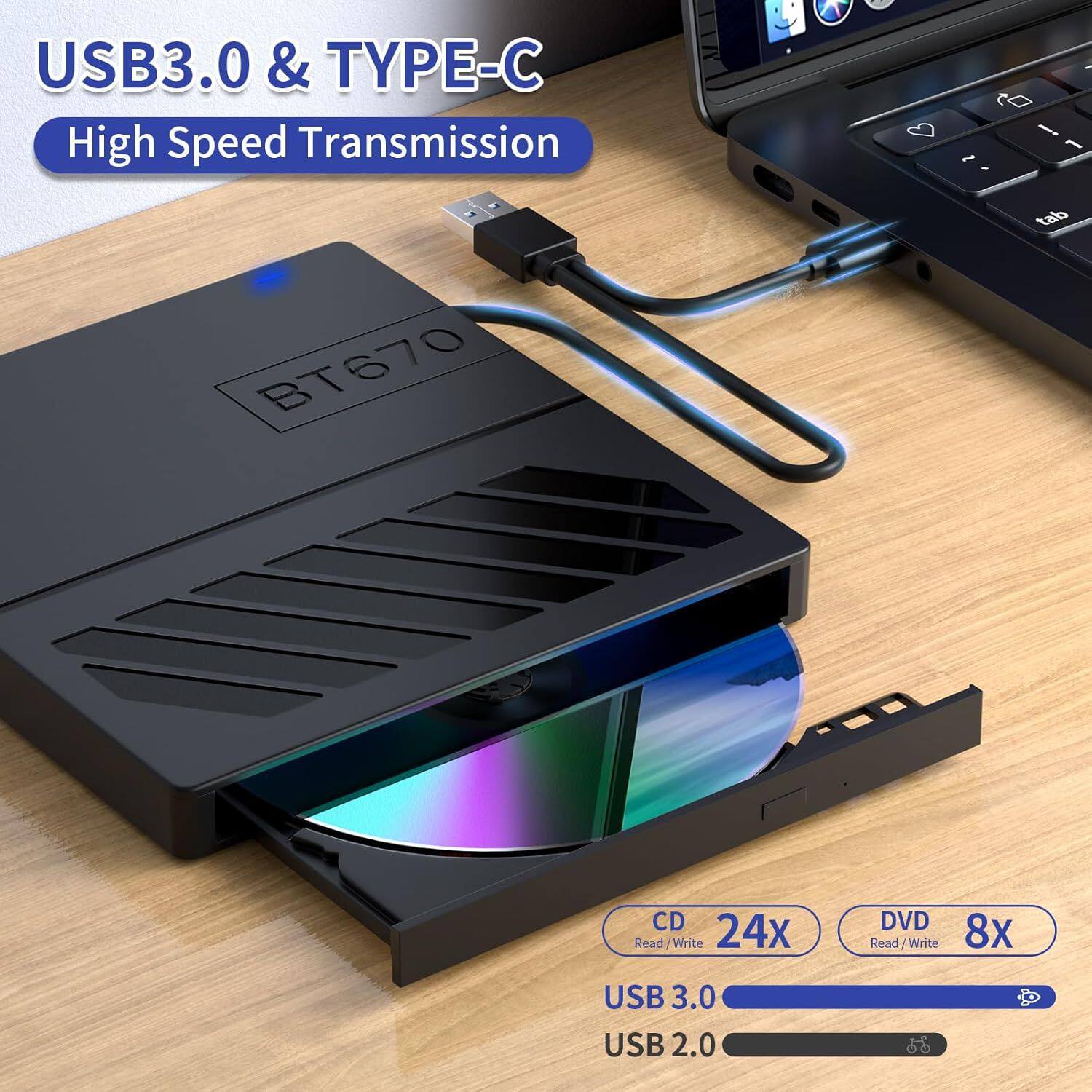 External Ultra-Thin Burner Desktop Laptop External Optical Drive Plug-In Card 7-in-1 Multi-Function Dvd Burner