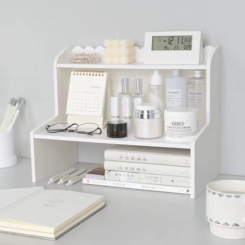 Multi-Layer Storage Rack Student Dormitory Desktop Storage Rack Wood-Plastic Office Book and Stationery Storage Rack Storage
