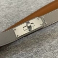 Silver buckle + two-layer elephant gray cowhide