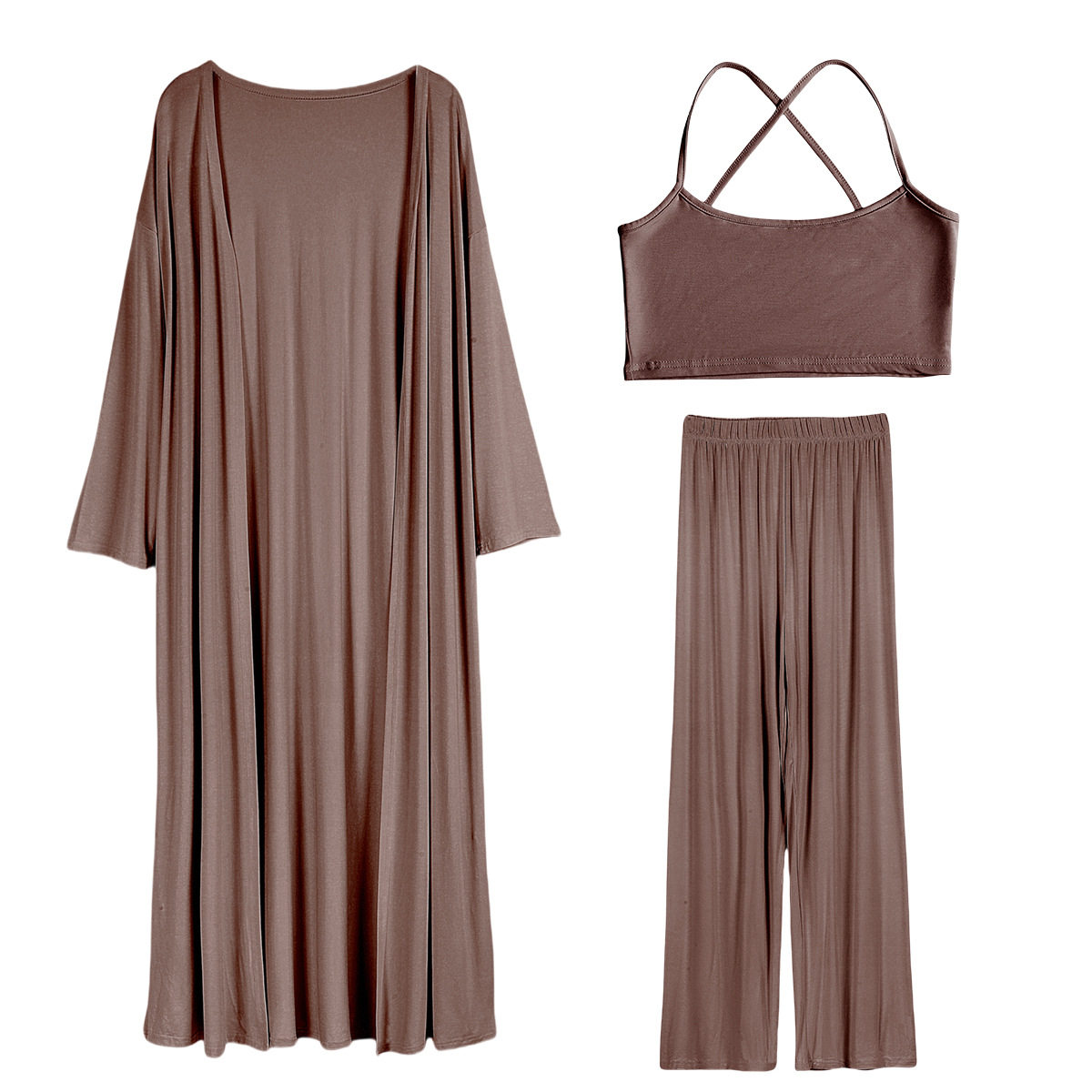 Casual Loose Long Cardigan Set Includes Crop Skirt Cami Top and Pants Perfect for Spring Summer Wholesale Available