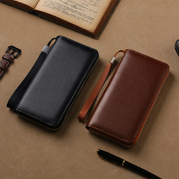 Cross-border Hot Selling Simple Multi-card Solid Color Men's Wallet Business Casual Long Zipper Card Case ID Card Bag