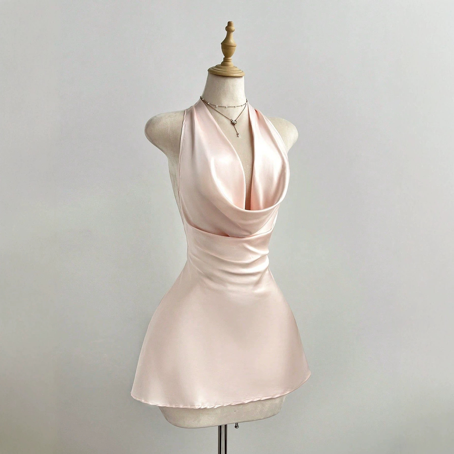 Backless Halter Dress Low Cut Fitted Waist Elegant Design Perfect for Parties and Events Ready to Ship