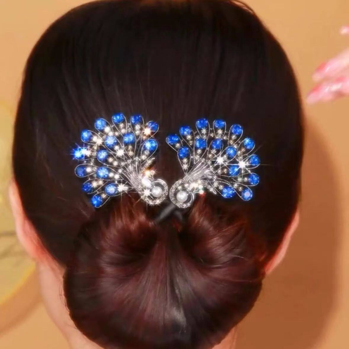 High-end Retro Peacock Hairpin Women's Back Head Flower Bract Curler Lazy People's Ball Head Twist Clip Headwear