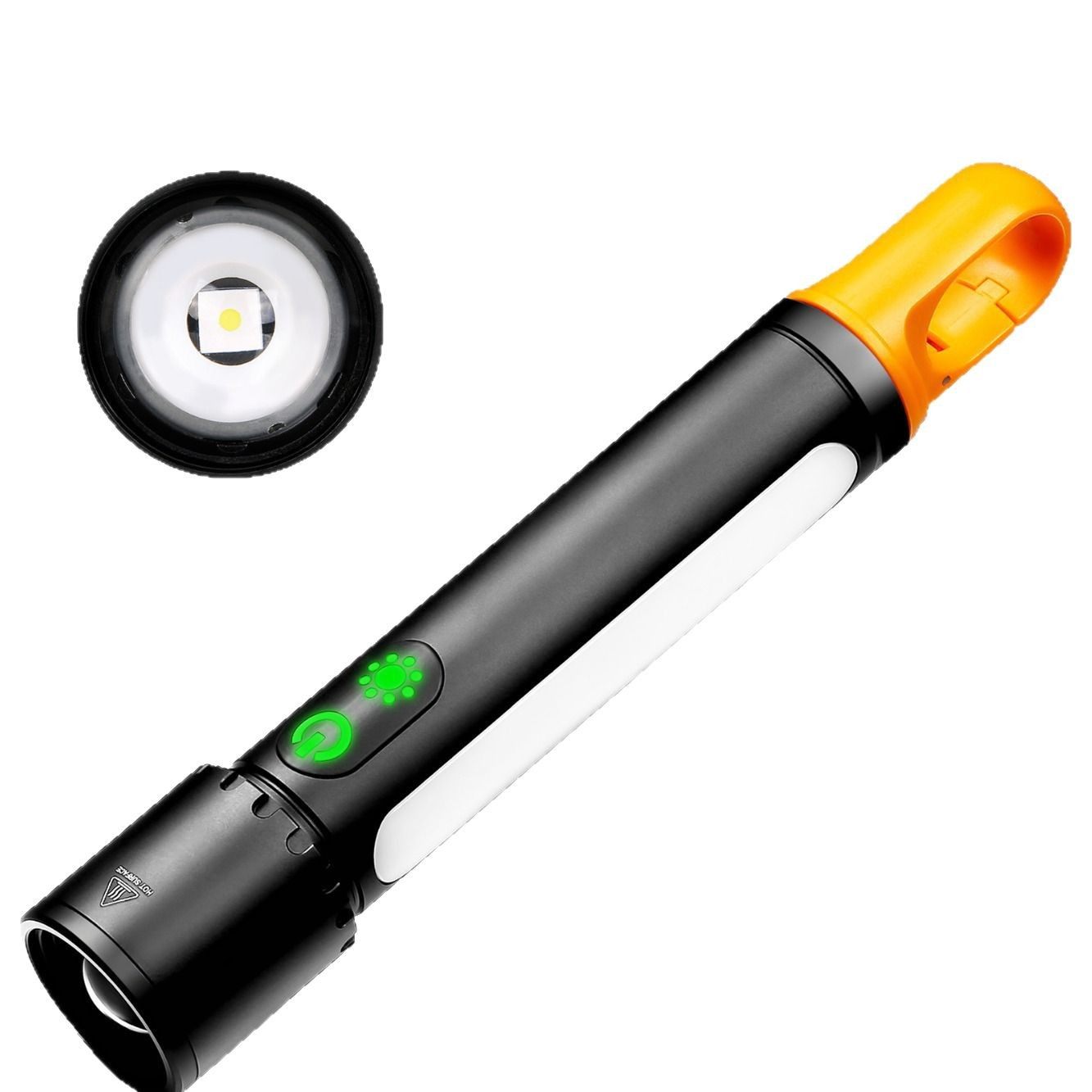 Multifunctional White Laser Flashlight Outdoor Work Type-C Charging Aluminum Alloy Telescopic Zoom with Side Light Flashlight