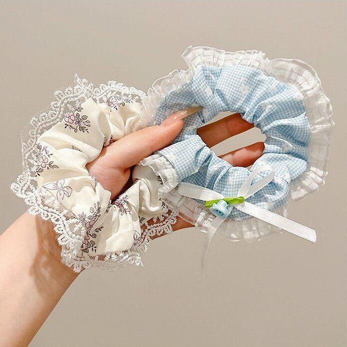 Fresh and Simple Lace Bow Floral Hair Tie 2025 New Elastic Hair Accessory Bun Hair Rope Hair Ornament