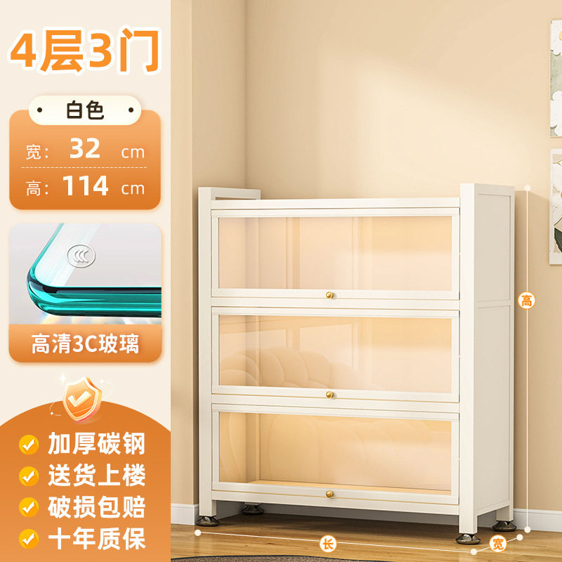 钢制书柜带玻璃门儿童书架家用一体储物柜防尘展示柜子落地收纳柜