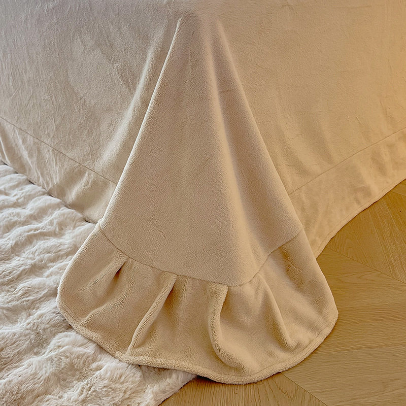 Mother and infant class A milk velvet bed four-piece set wholesale winter warm thick double-sided velvet quilt cover coral flannel